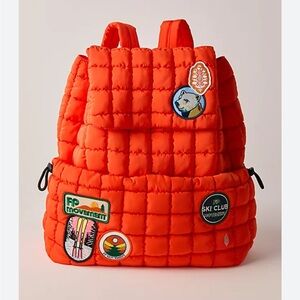 Free people FP movement orange quilted patch hiker backpack polar bear